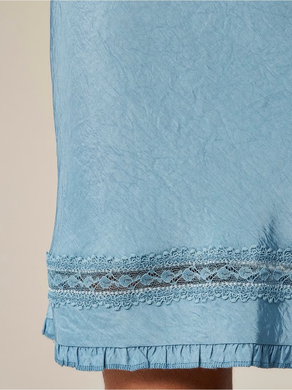 NEW J. Crew Lace-trim slip skirt matte textured satin Regatta Blue XS CM757 $138 - Picture 3 of 11